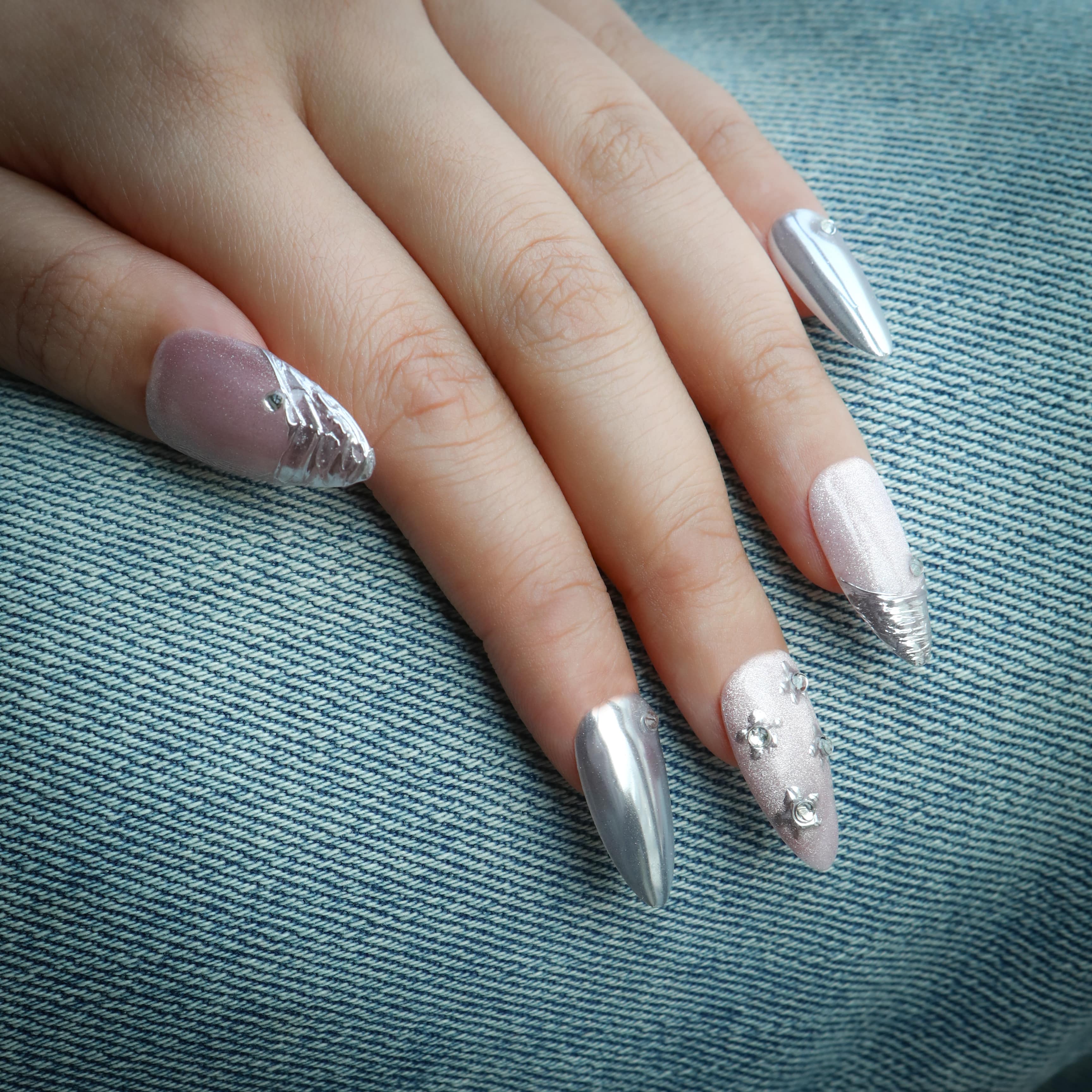 Celestial Chrome Handmade Press On Nails