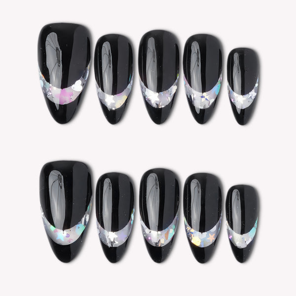 Midnight Spark Handmade Press On Nails