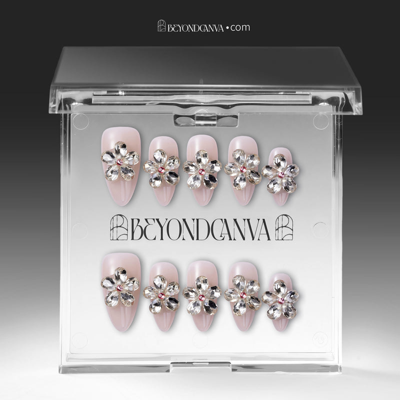 Starlight Petals Handmade Press On Nails