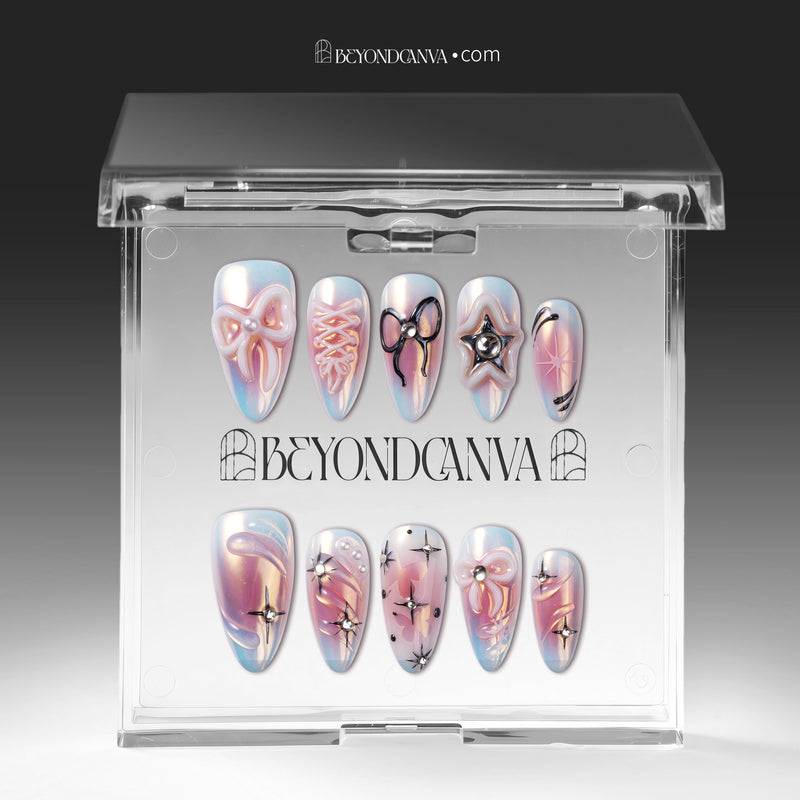 Stardust Bow Handmade Press On Nails