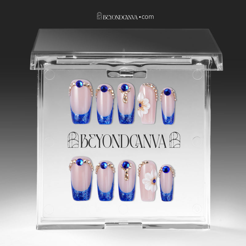 Sapphire Sovereign Handmade Press On Nails