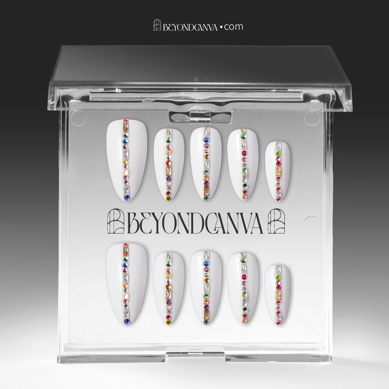 Spectrum Line(Zircon) Handmade Press On Nails
