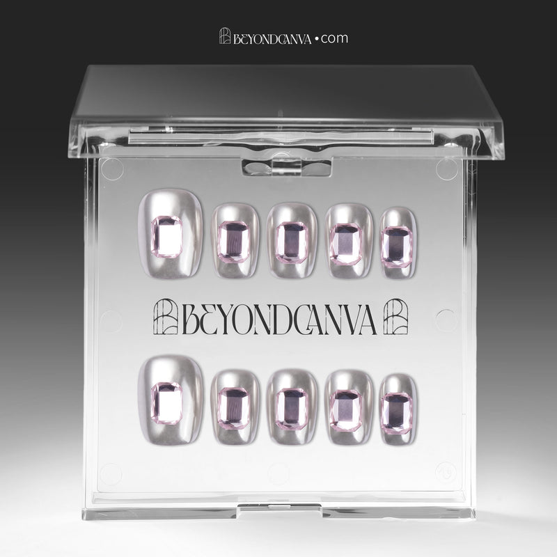 Pink Bijou Chrome Handmade Press On Nails