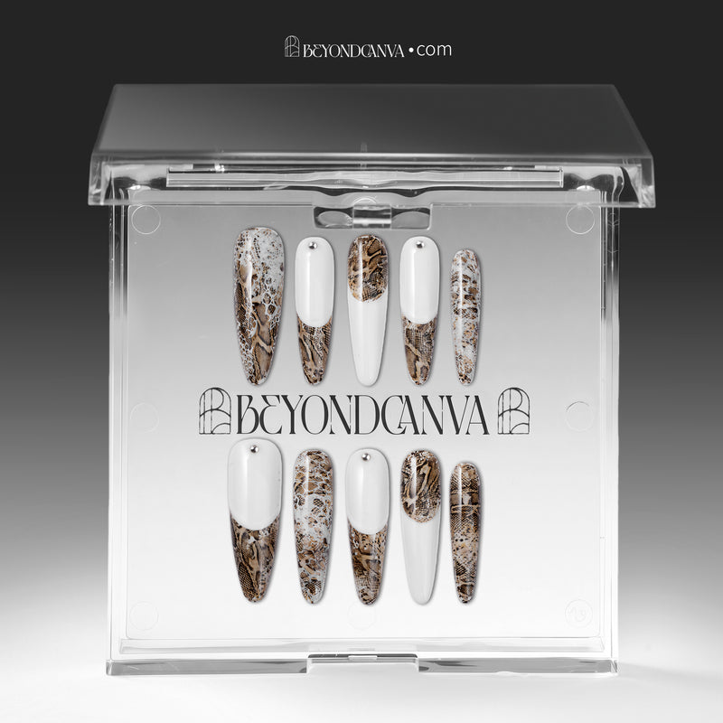 Ivory Serpent Handmade Press On Nails