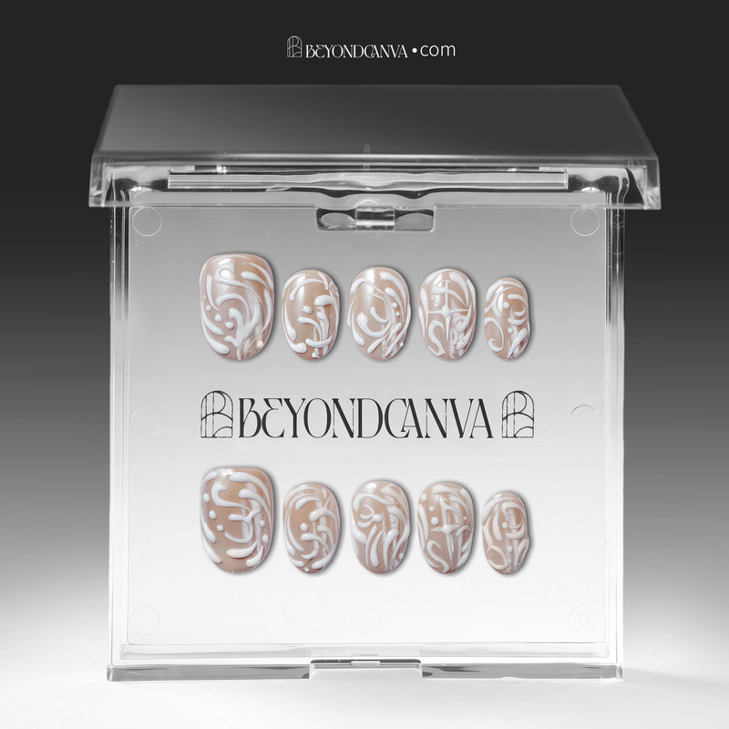 Ivory Baroque Crown Handmade Press On Nails