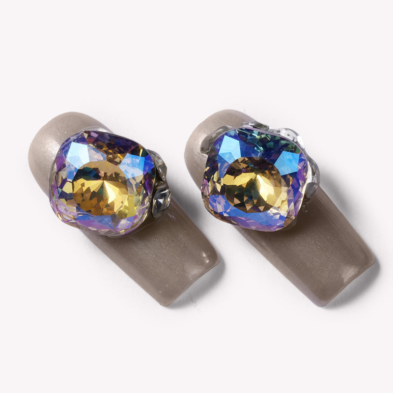 Latte Gemstone Handmade Press On Nails