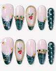 Noël Evergreen Handmade Press On Nails