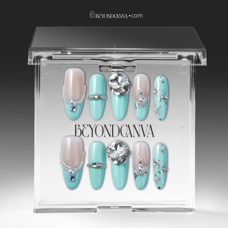 Aqua Bijou Handmade Press On Nails