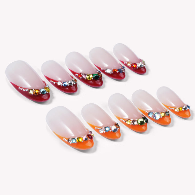 Jewel Sunset Handmade Press On Nails