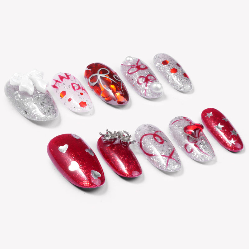 Sweetheart Sparkle Handmade Press On Nails