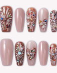 Amber Firework Handmade Press On Nails