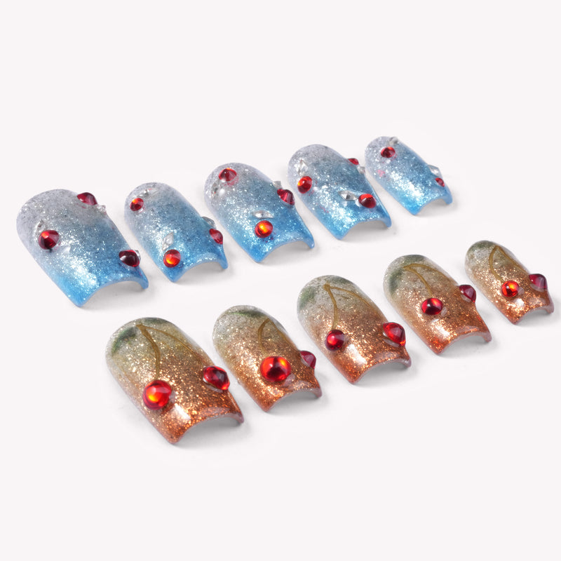 Frosted Cherry Handmade Press On Nails