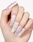 Pearl Silk Ribbon Handmade Press On Nails