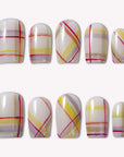 Retro Plaid Handmade Press On Nails