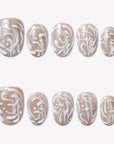 Ivory Baroque Crown Handmade Press On Nails
