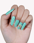 Mint Blossom Polka Handmade Press On Nails