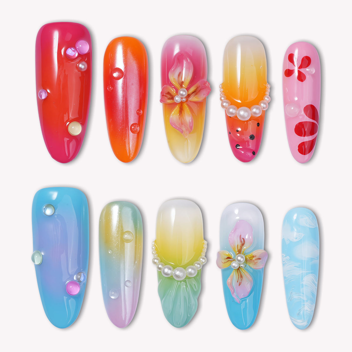 Summer Splash Handmade Press On Nails