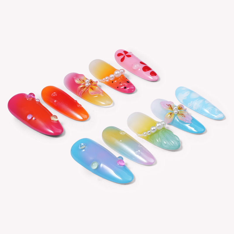 Summer Splash Handmade Press On Nails