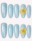 Mint Blossom Polka Handmade Press On Nails