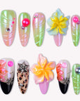 Tropical Cyber-Shell Handmade Press On Nails