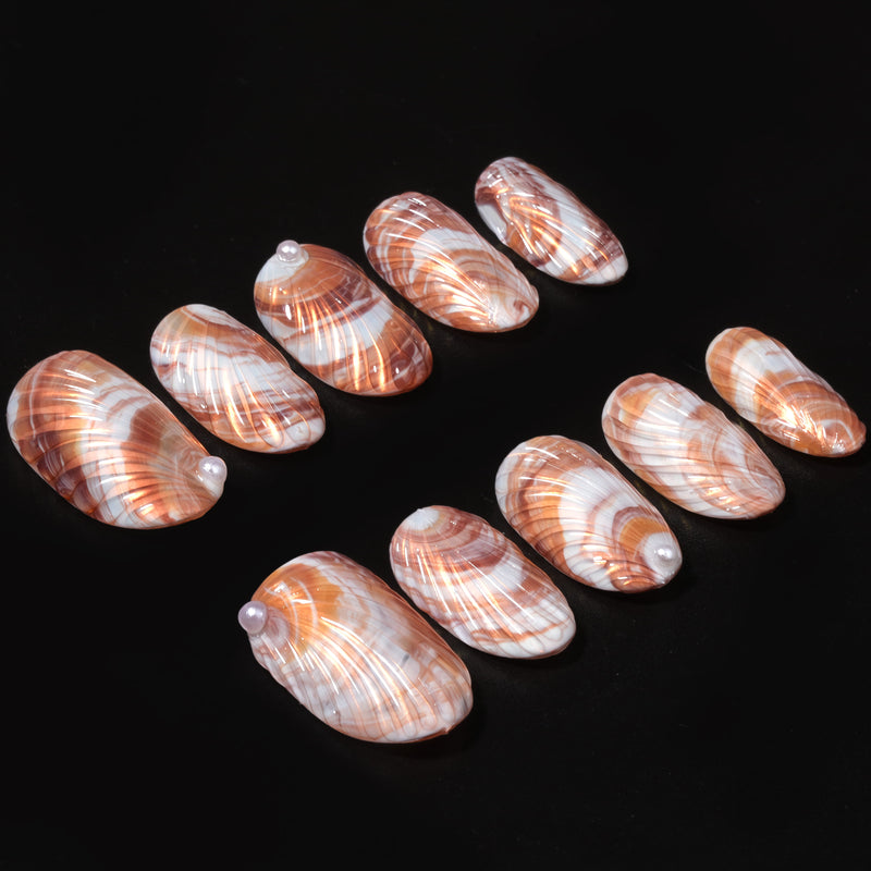 Sunset Shell Handmade Press On Nails