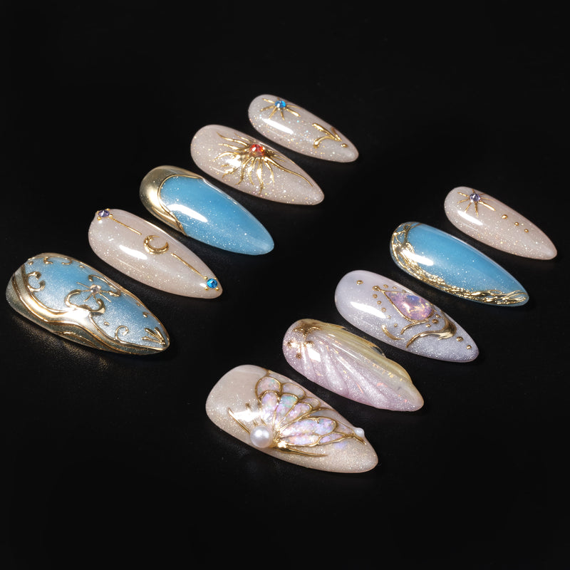 Celestial Gilded Fantasy Handmade Press On Nails