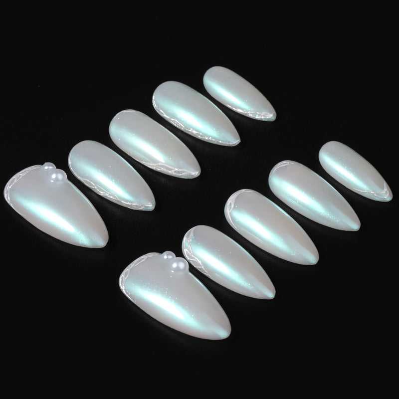 Pearl Aurora Handmade Press On Nails