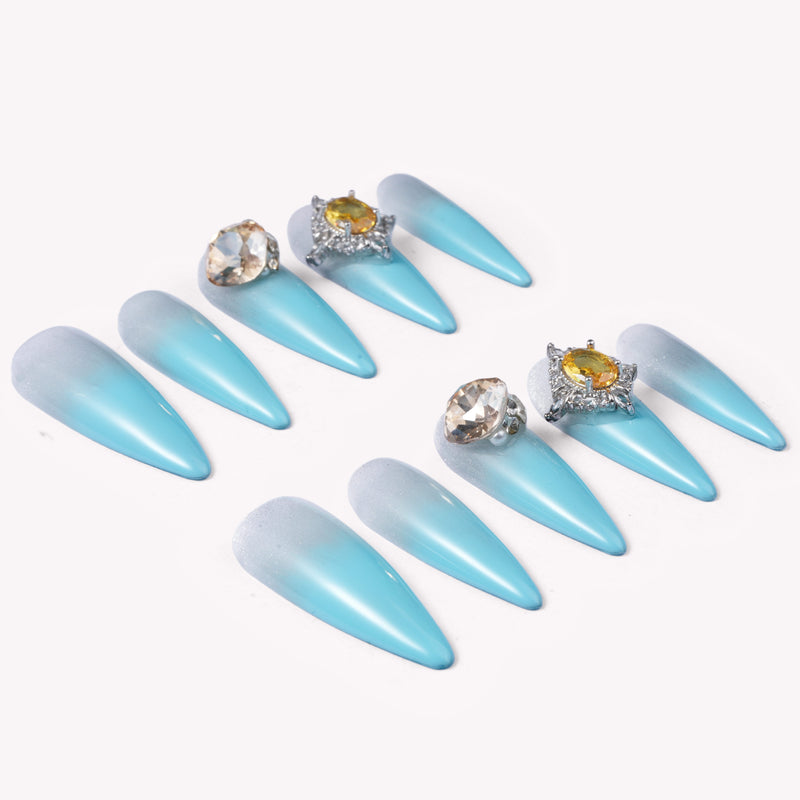 Glacier Jewel Handmade Press On Nails