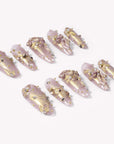Gilded Petal Waltz Handmade Press On Nails