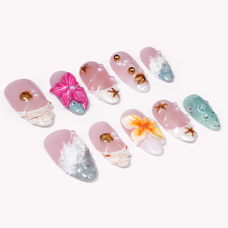 Sea Bloom Handmade Press On Nails