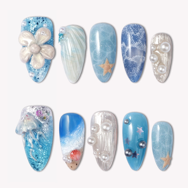 Deep Sea Serenade Handmade Press On Nails