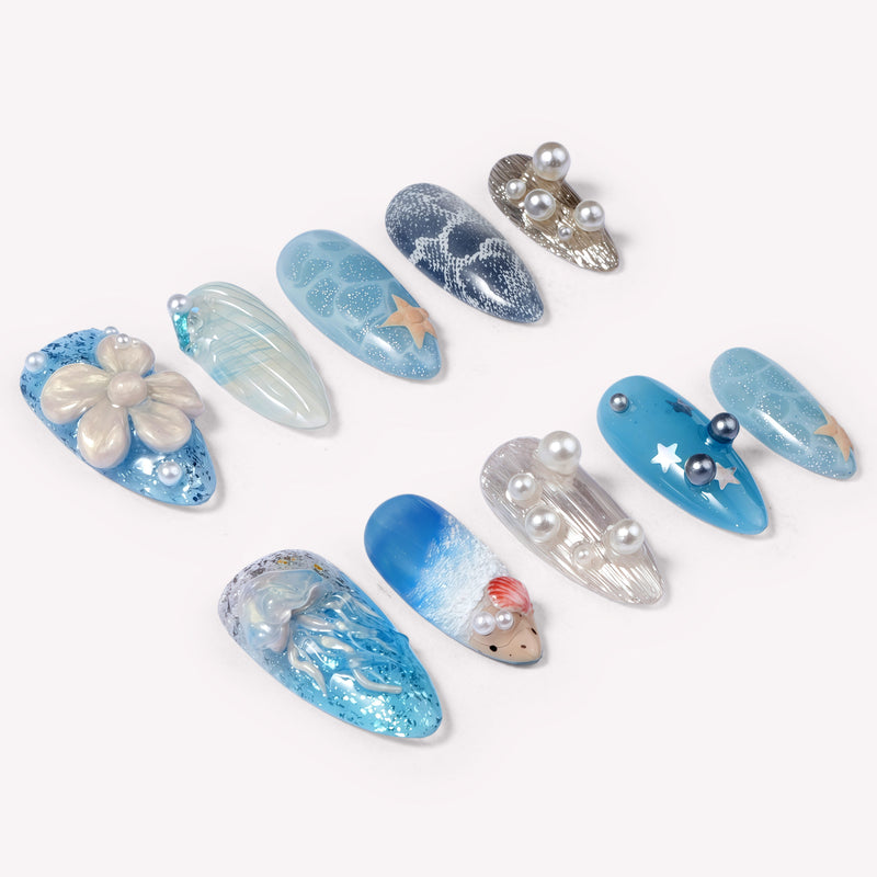 Deep Sea Serenade Handmade Press On Nails