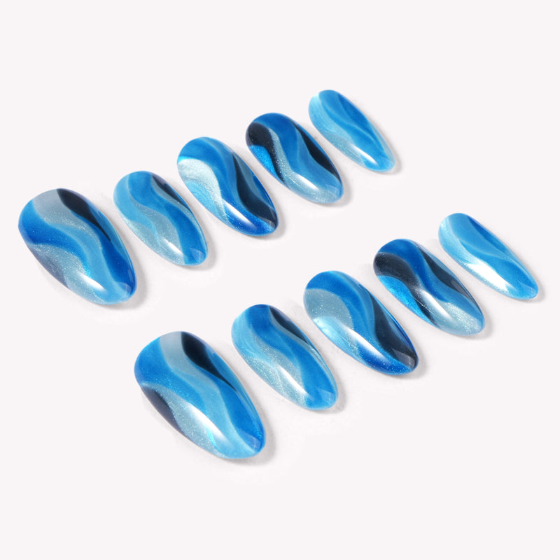 Azure Mirage Handmade Press On Nails