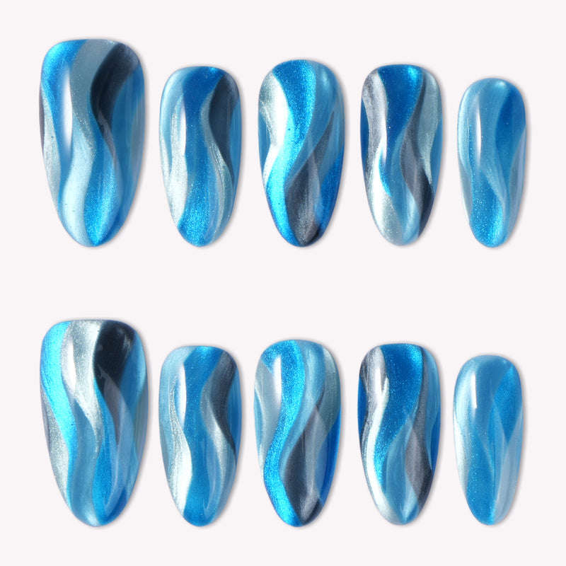 Azure Mirage Handmade Press On Nails