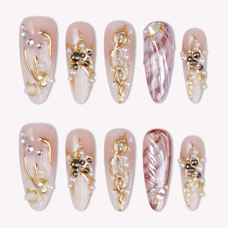 Gilded Nacre Handmade Press On Nails