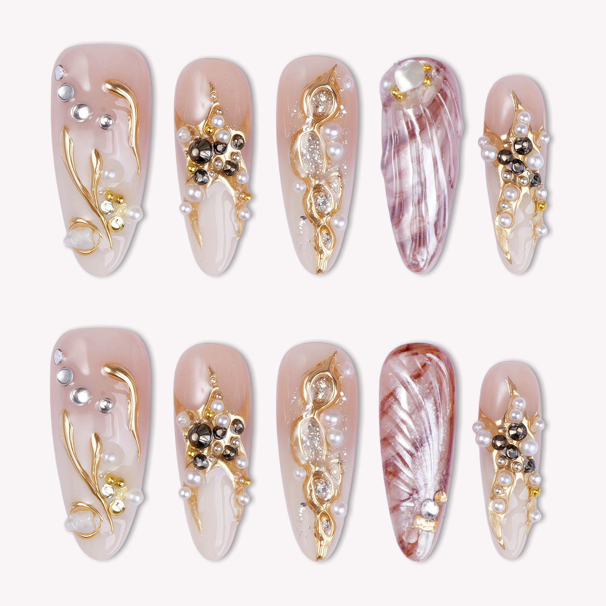 Gilded Nacre Handmade Press On Nails