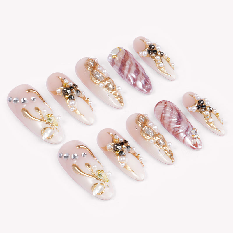 Gilded Nacre Handmade Press On Nails