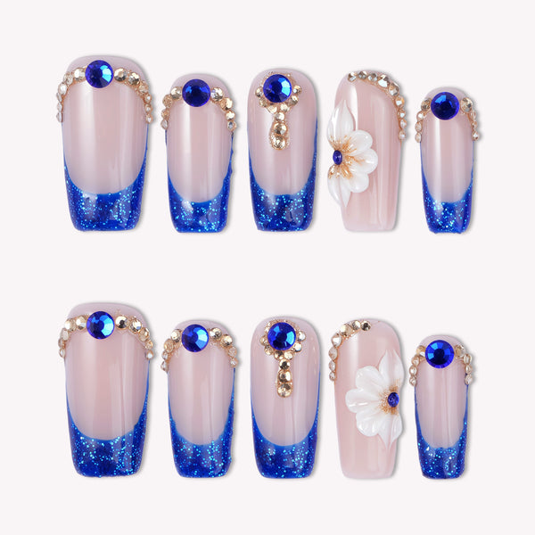 Sapphire Sovereign Handmade Press On Nails