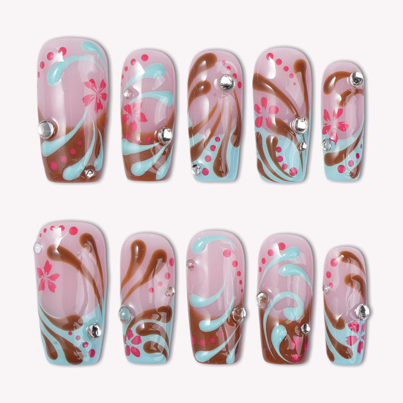 Psychedelic Whimsy Handmade Press On Nails