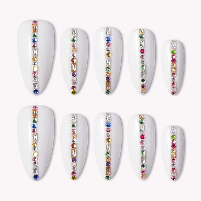 Spectrum Line(Zircon) Handmade Press On Nails