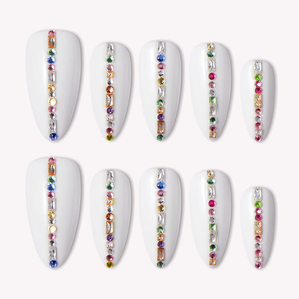 Spectrum Line(Zircon) Handmade Press On Nails