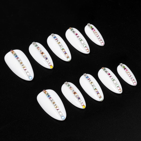 Spectrum Line(Zircon) Handmade Press On Nails