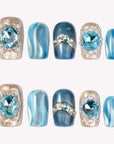 Aquamarine Regal Handmade Press On Nails