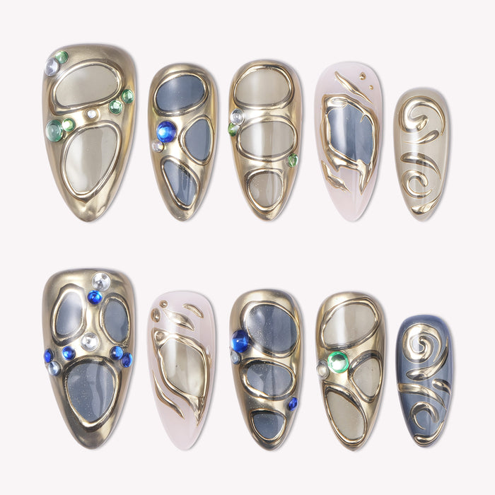 Gilded Armor Handmade Press On Nails
