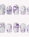 Violet Crystal Blossom Handmade Press On Nails