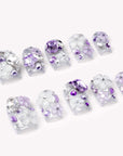 Violet Crystal Blossom Handmade Press On Nails