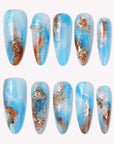 Aquamarine Serenity & Throat Chakra Handmade Press On Nails