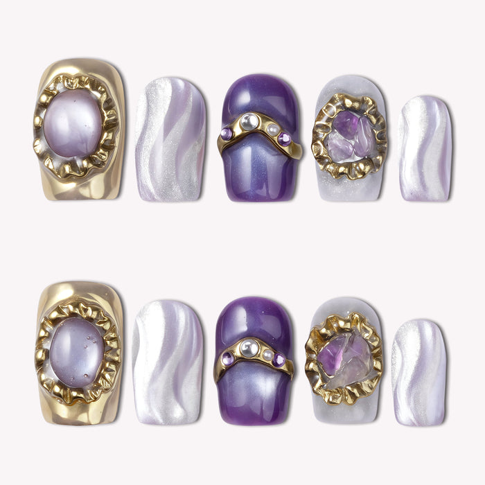 Amethyst Wisdom & Crown Intuition Handmade Press On Nails