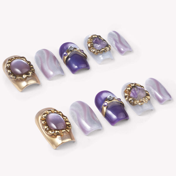 Amethyst Wisdom & Crown Intuition Handmade Press On Nails