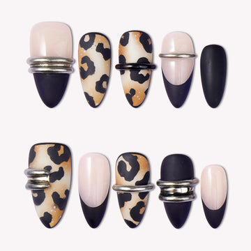 Leopard Metal Handmade Press On Nails